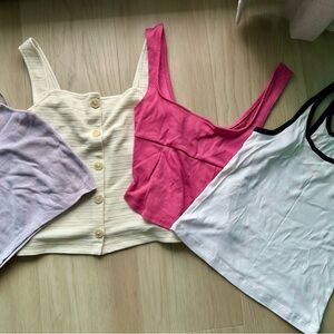 Stylish Women's Tank Tops - Cream, Pink, White